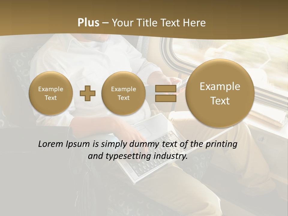 A Man Sitting On A Train Using A Laptop PowerPoint Template