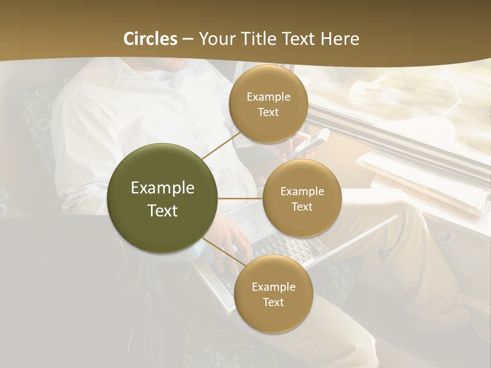 A Man Sitting On A Train Using A Laptop PowerPoint Template