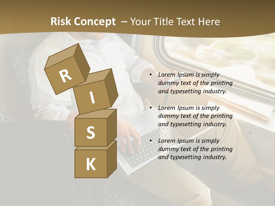 A Man Sitting On A Train Using A Laptop PowerPoint Template