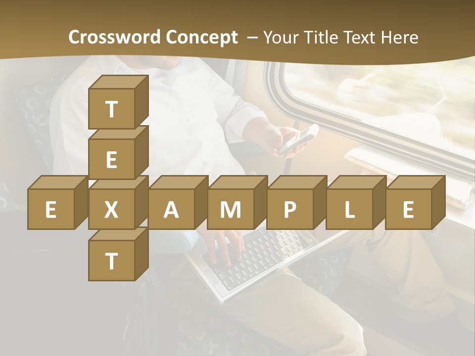 A Man Sitting On A Train Using A Laptop PowerPoint Template