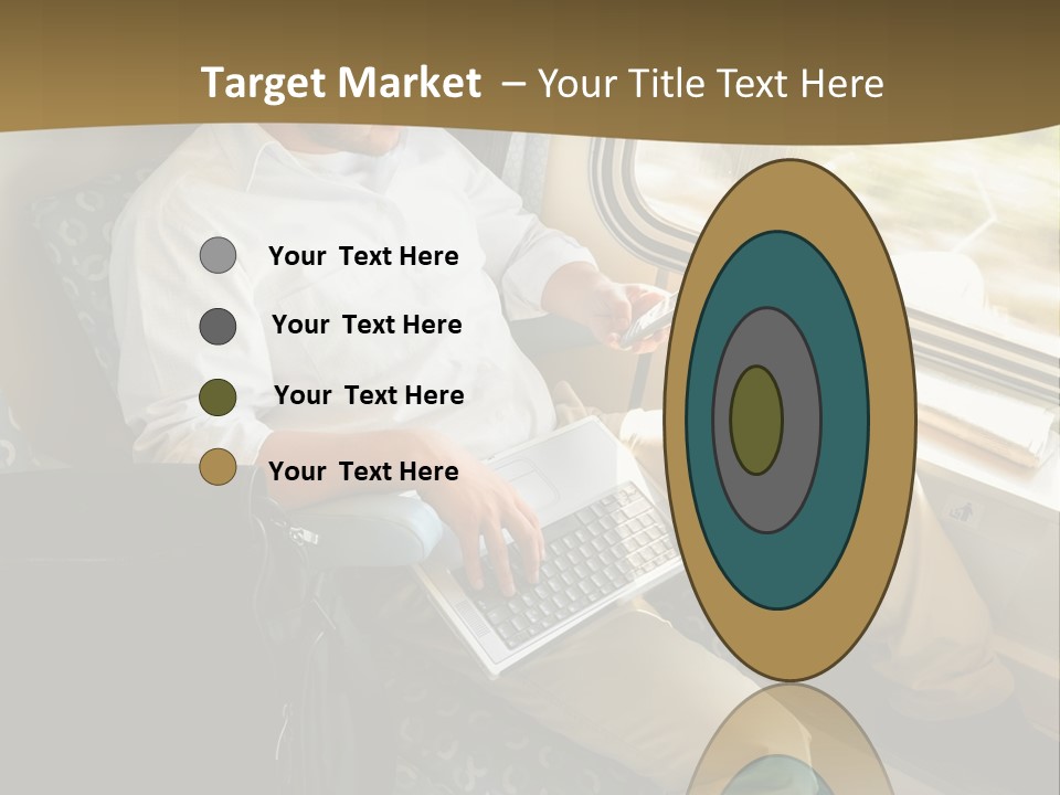 A Man Sitting On A Train Using A Laptop PowerPoint Template