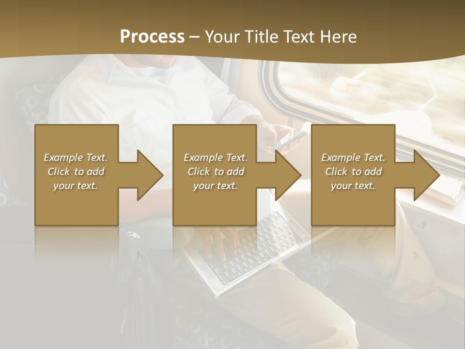 A Man Sitting On A Train Using A Laptop PowerPoint Template