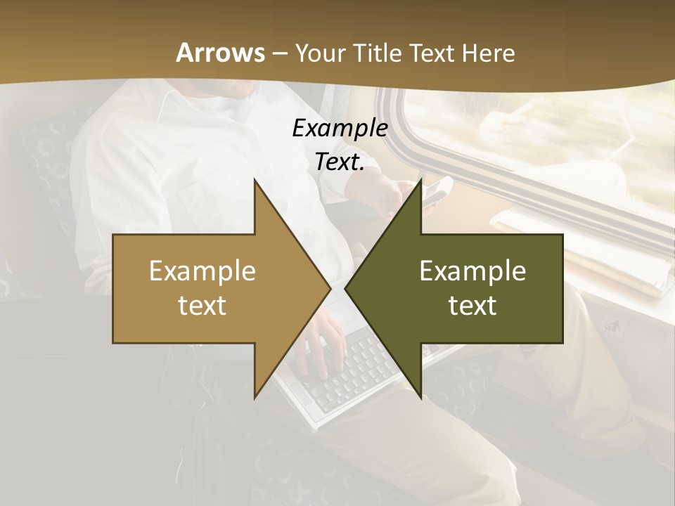 A Man Sitting On A Train Using A Laptop PowerPoint Template