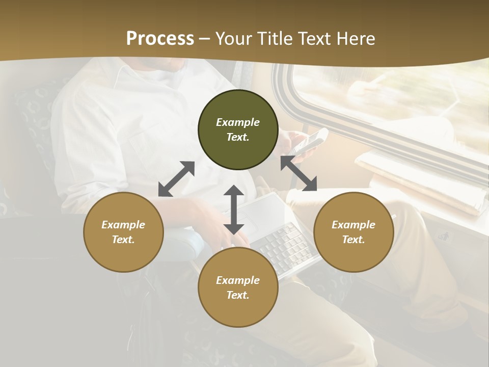 A Man Sitting On A Train Using A Laptop PowerPoint Template