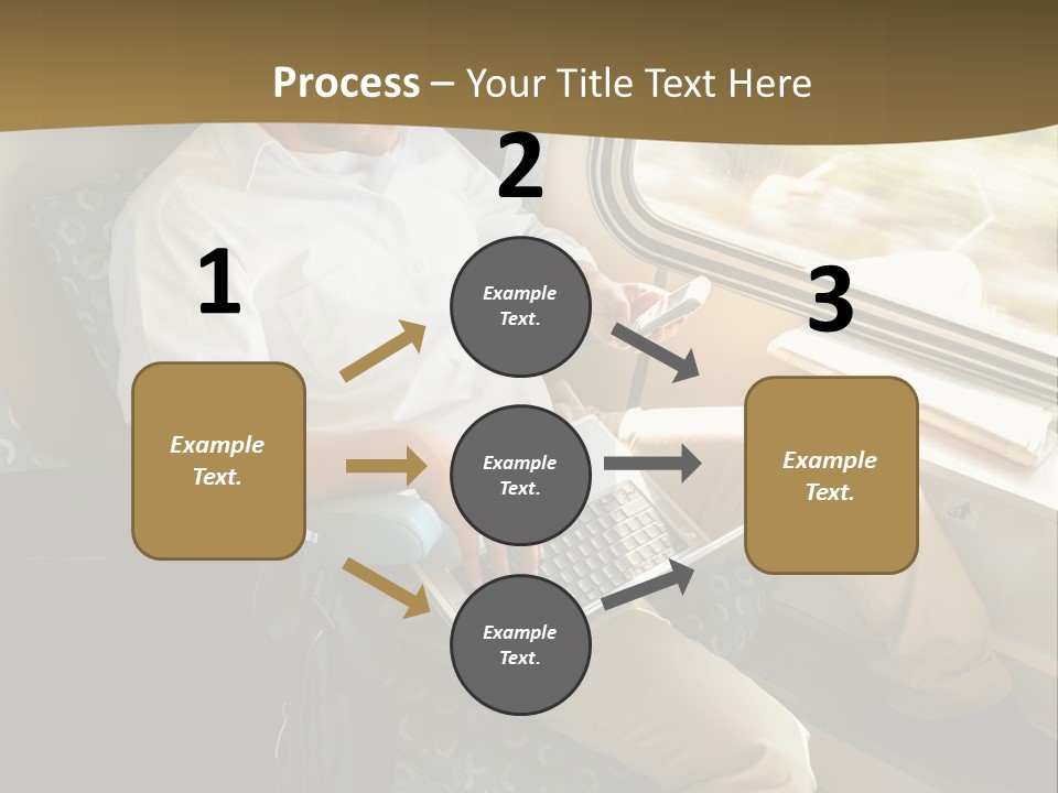 A Man Sitting On A Train Using A Laptop PowerPoint Template
