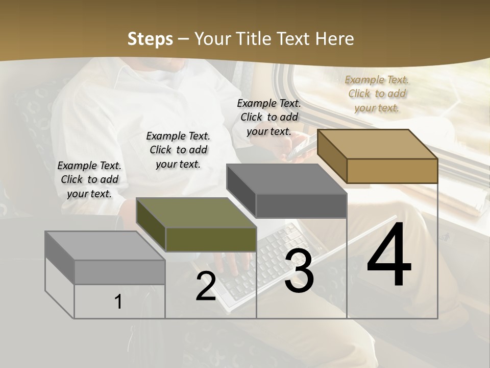 A Man Sitting On A Train Using A Laptop PowerPoint Template