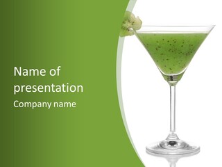 A Green Drink In A Martini Glass On A White Background PowerPoint Template