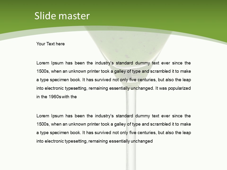 A Green Drink In A Martini Glass On A White Background PowerPoint Template