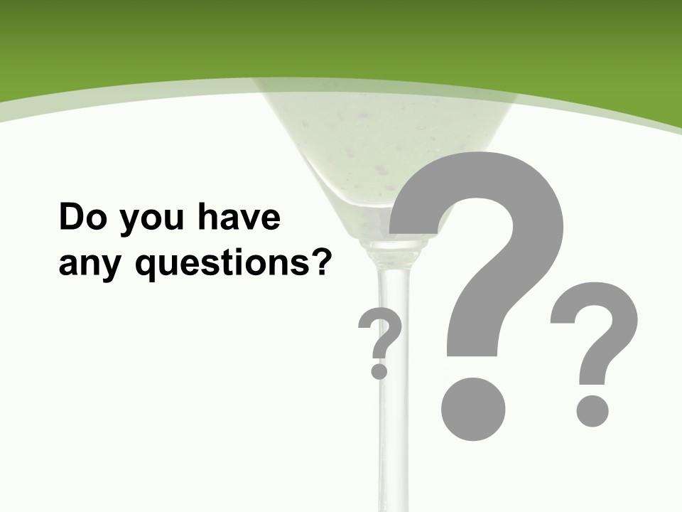 A Green Drink In A Martini Glass On A White Background PowerPoint Template