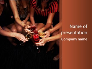 A Group Of People Holding Wine Glasses In Their Hands PowerPoint Template