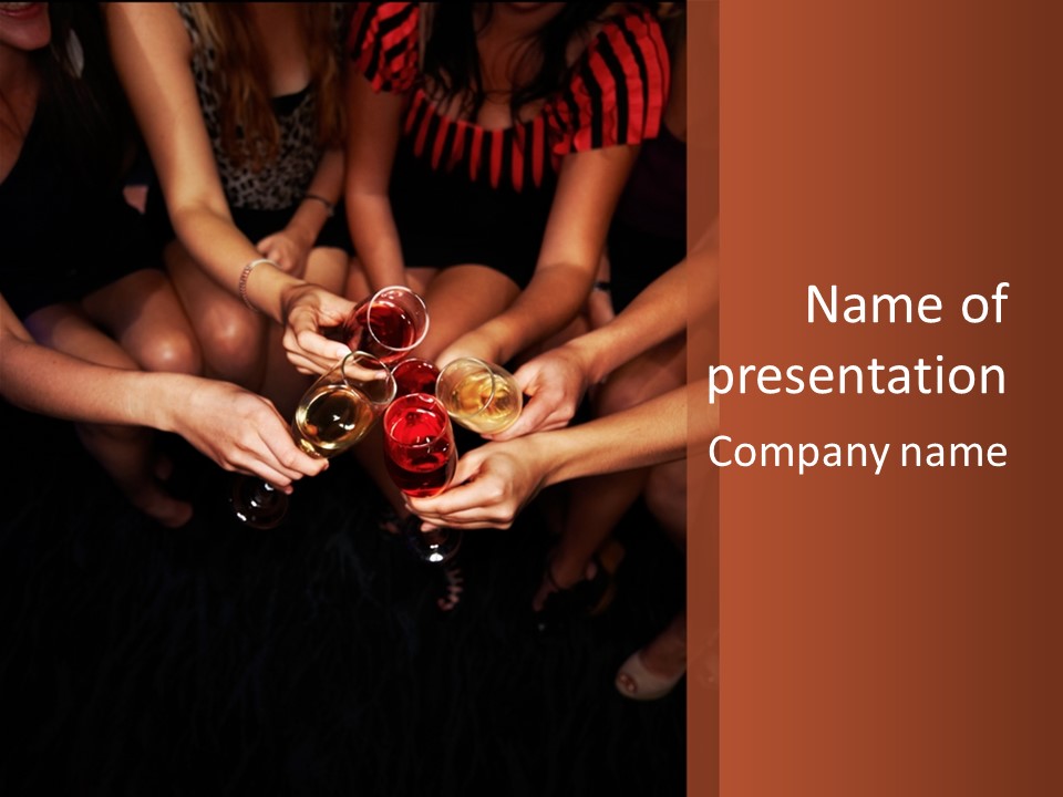 A Group Of People Holding Wine Glasses In Their Hands PowerPoint Template
