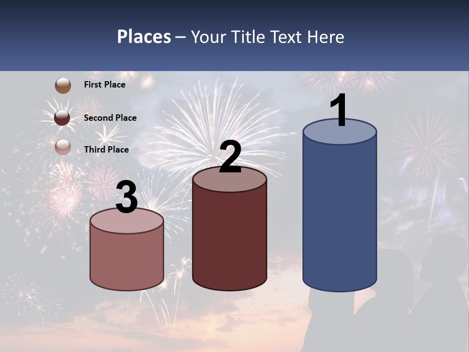 Two People Are Looking At Fireworks In The Sky PowerPoint Template