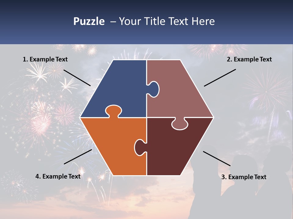 Two People Are Looking At Fireworks In The Sky PowerPoint Template