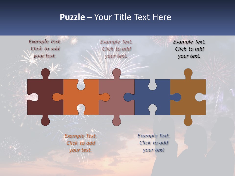 Two People Are Looking At Fireworks In The Sky PowerPoint Template