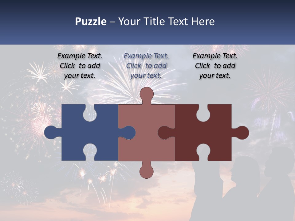 Two People Are Looking At Fireworks In The Sky PowerPoint Template