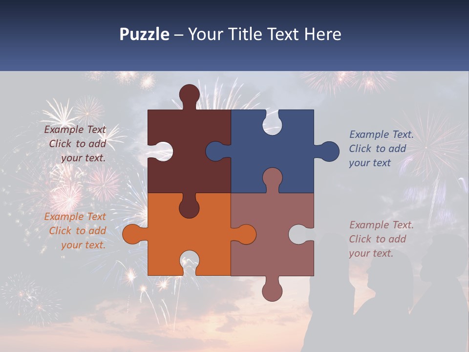 Two People Are Looking At Fireworks In The Sky PowerPoint Template