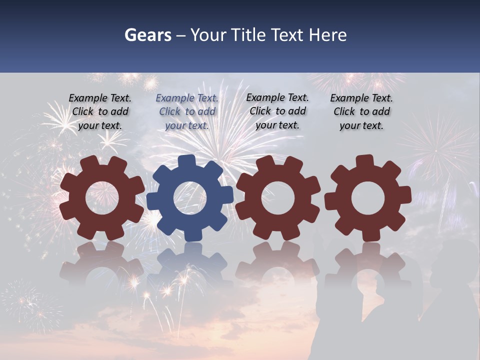 Two People Are Looking At Fireworks In The Sky PowerPoint Template