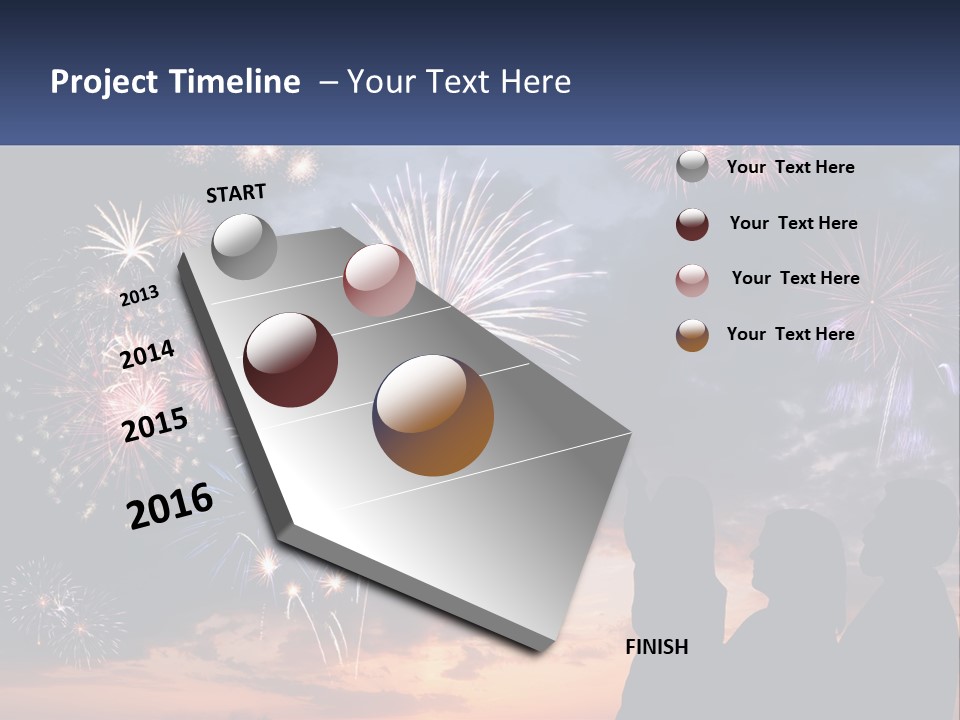 Two People Are Looking At Fireworks In The Sky PowerPoint Template
