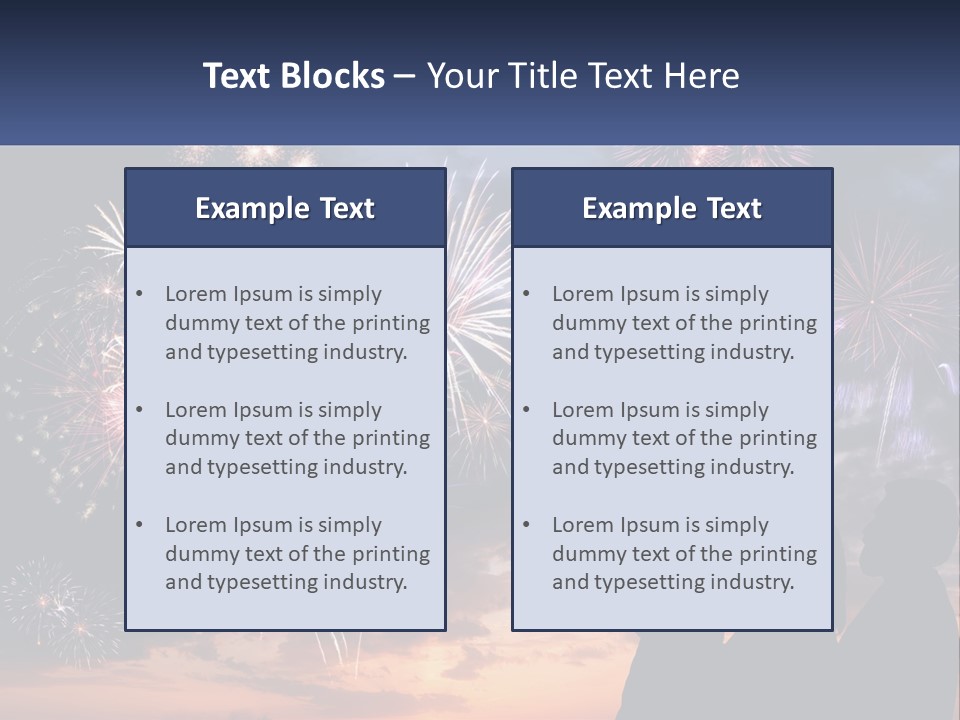 Two People Are Looking At Fireworks In The Sky PowerPoint Template
