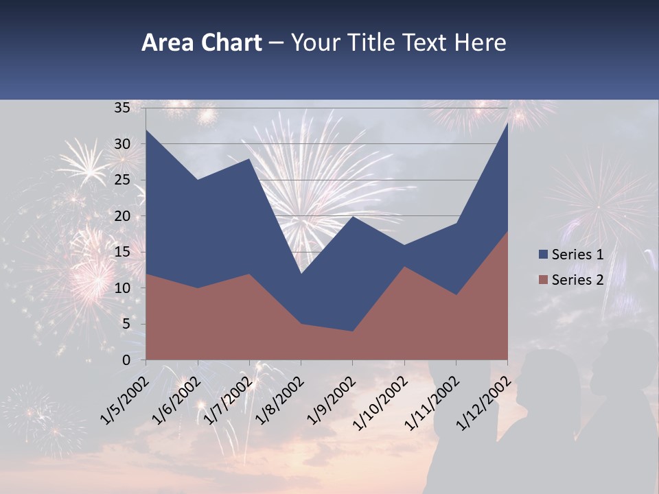 Two People Are Looking At Fireworks In The Sky PowerPoint Template