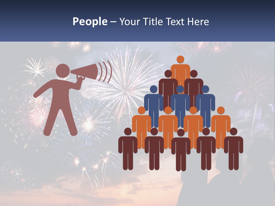 Two People Are Looking At Fireworks In The Sky PowerPoint Template