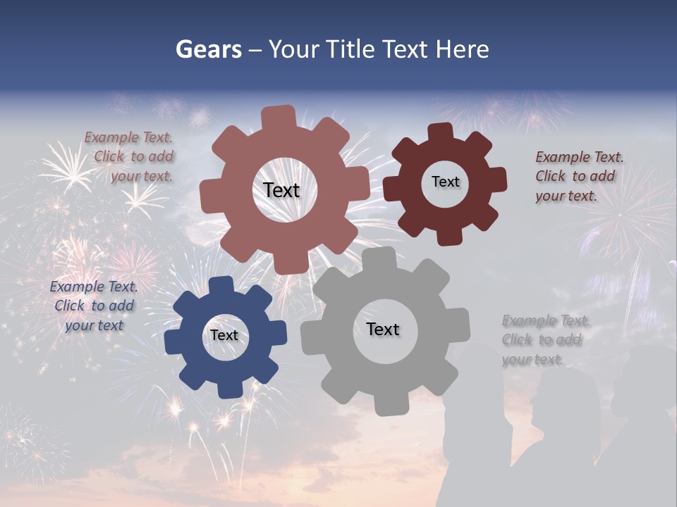 A Group Of People Watching Fireworks In The Sky PowerPoint Template