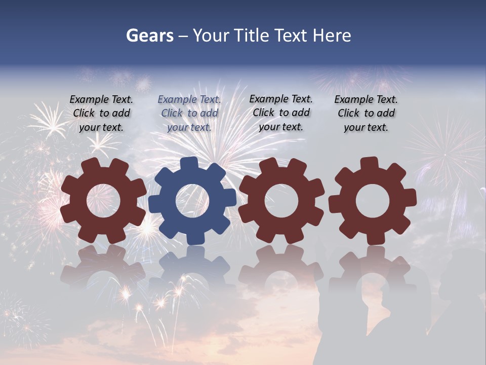 A Group Of People Watching Fireworks In The Sky PowerPoint Template