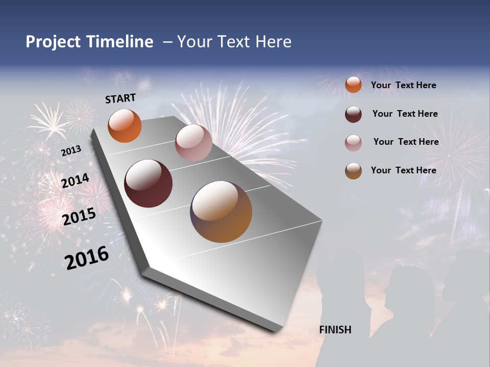 A Group Of People Watching Fireworks In The Sky PowerPoint Template