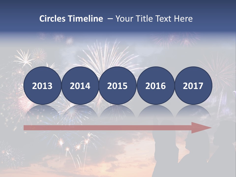 A Group Of People Watching Fireworks In The Sky PowerPoint Template
