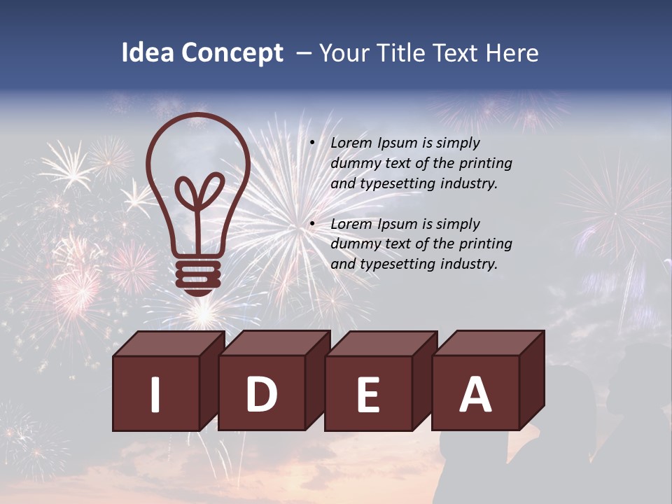 A Group Of People Watching Fireworks In The Sky PowerPoint Template