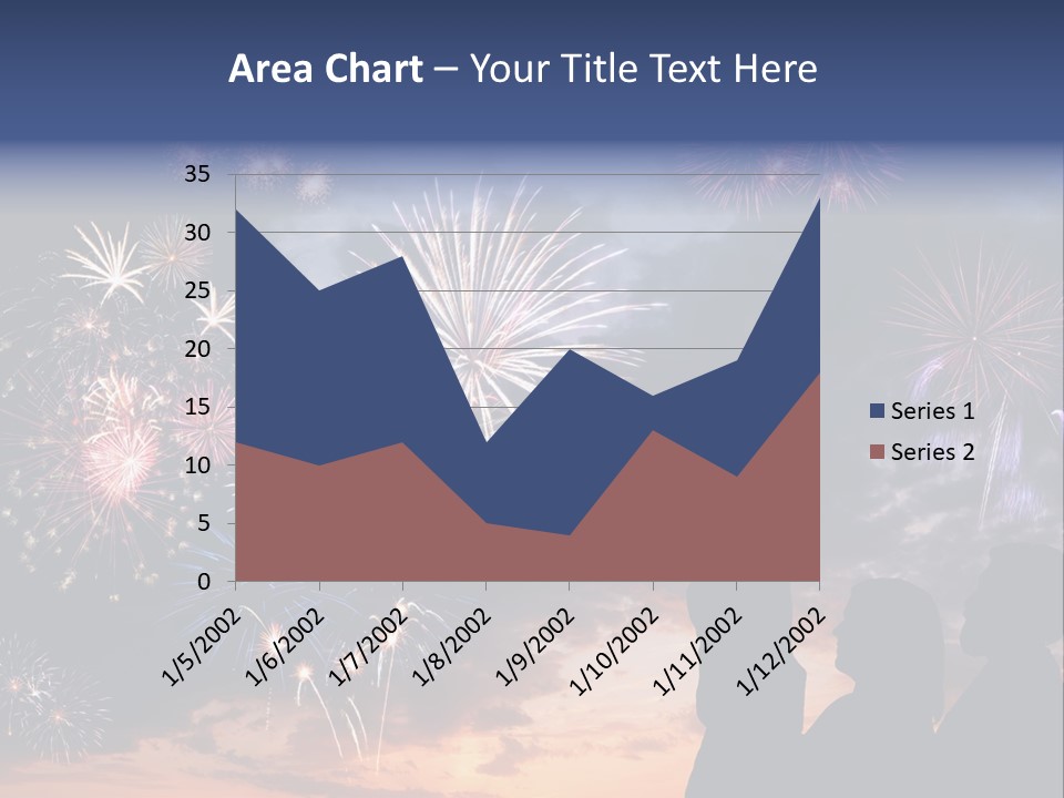 A Group Of People Watching Fireworks In The Sky PowerPoint Template