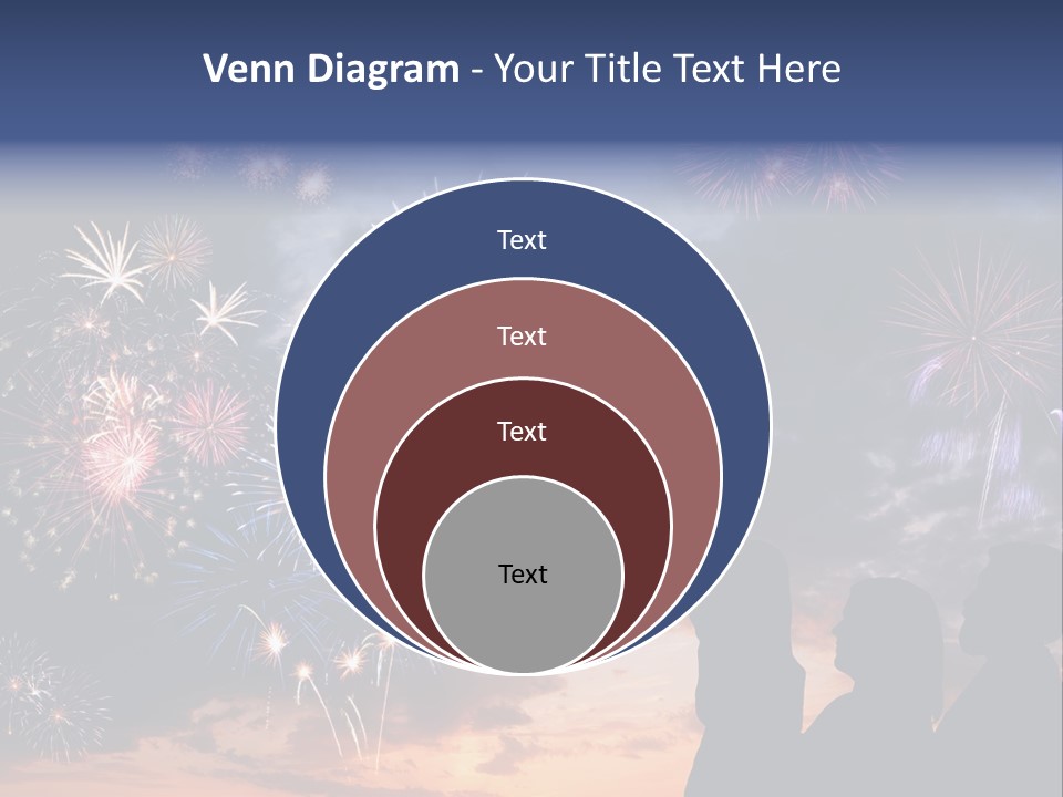 A Group Of People Watching Fireworks In The Sky PowerPoint Template