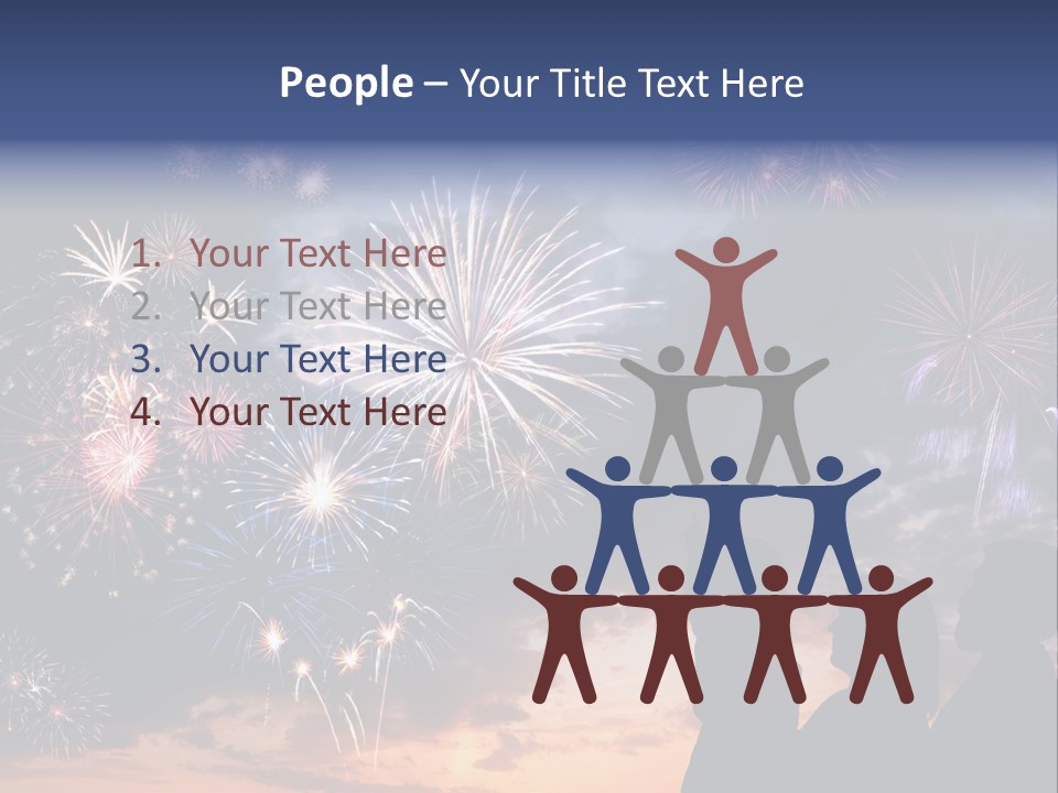 A Group Of People Watching Fireworks In The Sky PowerPoint Template