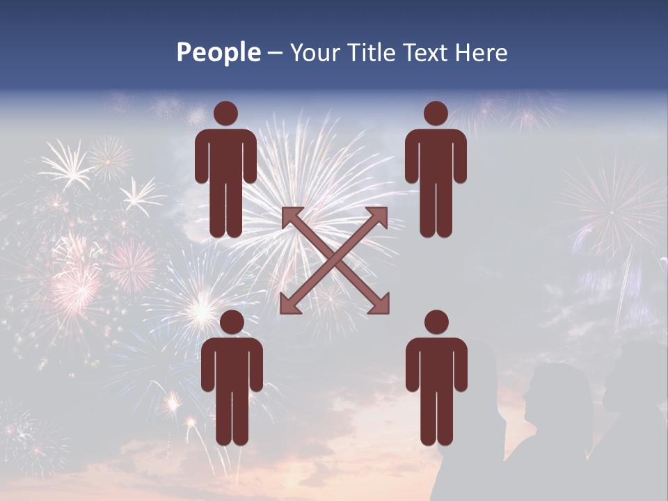 A Group Of People Watching Fireworks In The Sky PowerPoint Template
