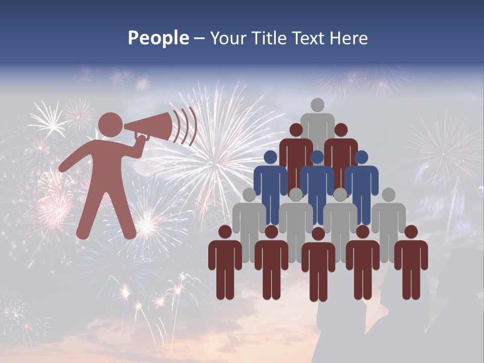 A Group Of People Watching Fireworks In The Sky PowerPoint Template