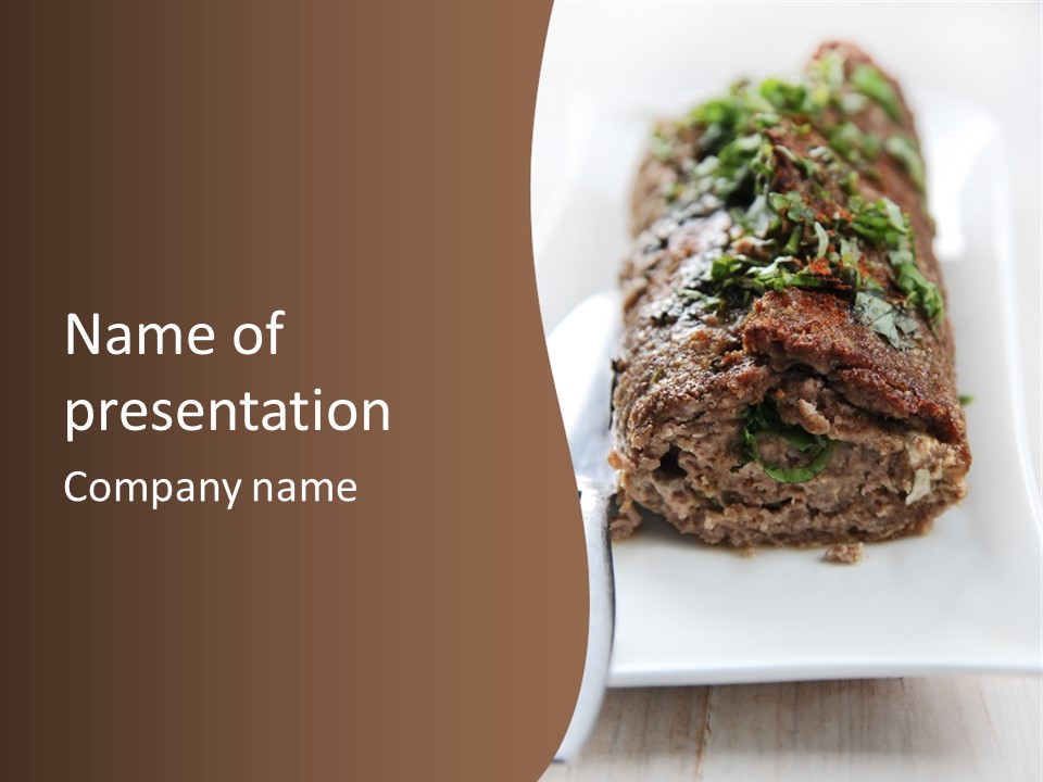 A Piece Of Meat On A Plate On A Table PowerPoint Template