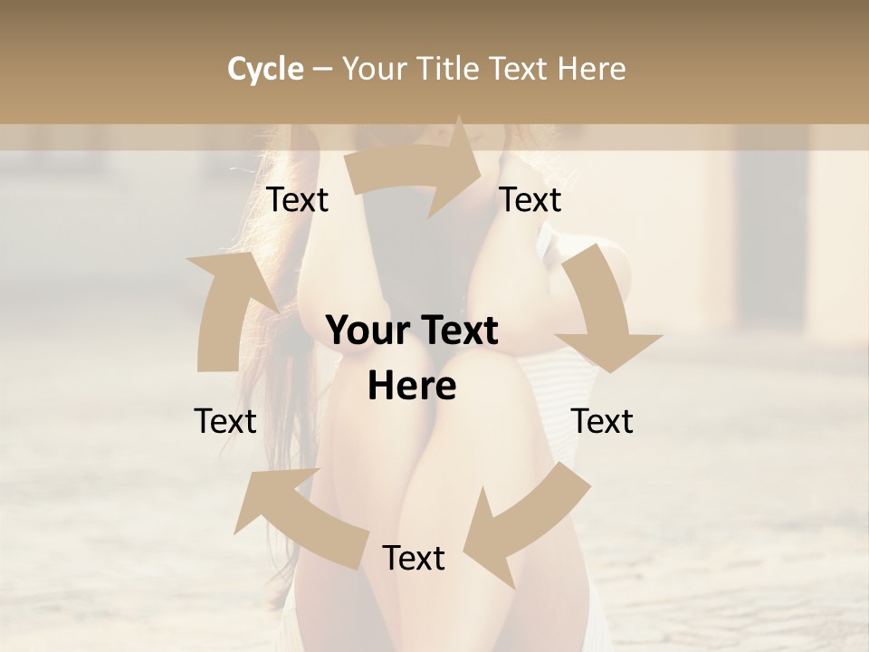 A Woman Sitting On The Ground With Her Hands Behind Her Head PowerPoint Template