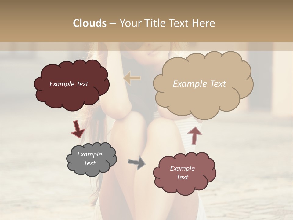 A Woman Sitting On The Ground With Her Hands Behind Her Head PowerPoint Template