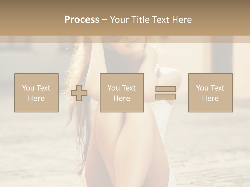 A Woman Sitting On The Ground With Her Hands Behind Her Head PowerPoint Template