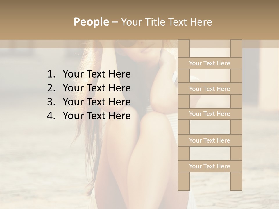 A Woman Sitting On The Ground With Her Hands Behind Her Head PowerPoint Template