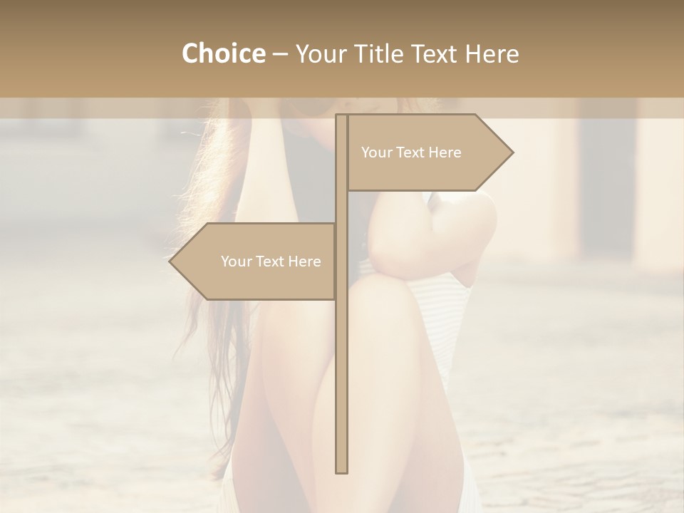 A Woman Sitting On The Ground With Her Hands Behind Her Head PowerPoint Template