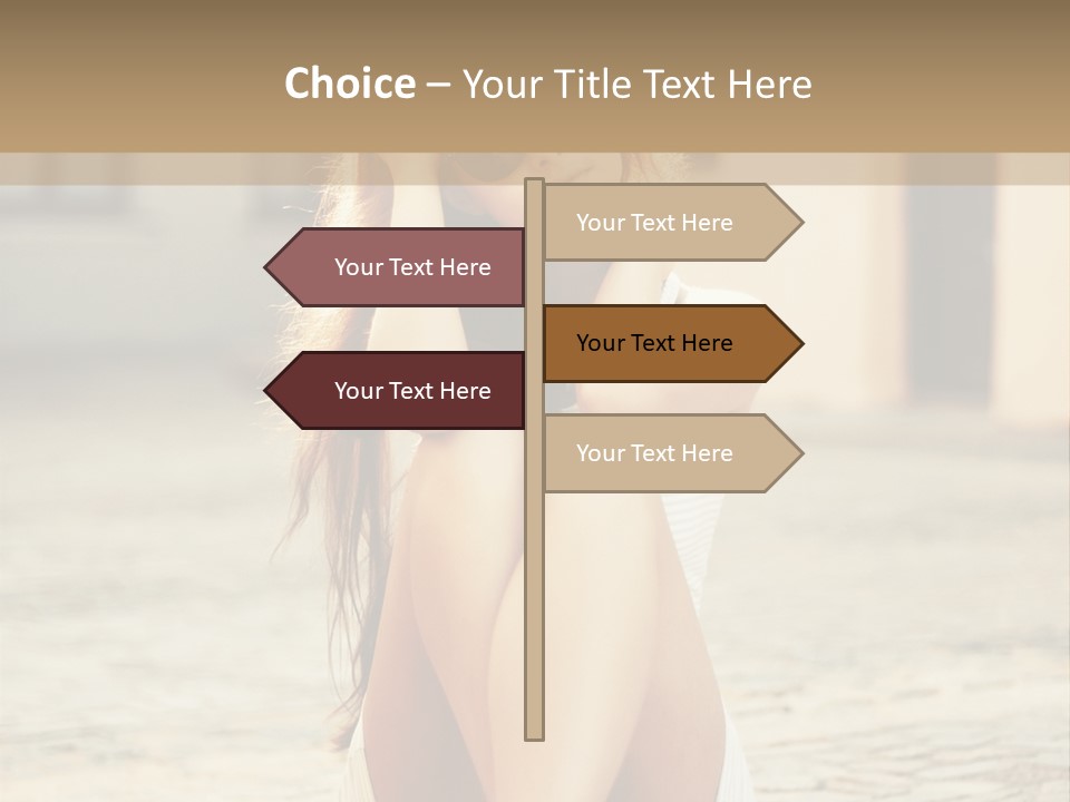 A Woman Sitting On The Ground With Her Hands Behind Her Head PowerPoint Template