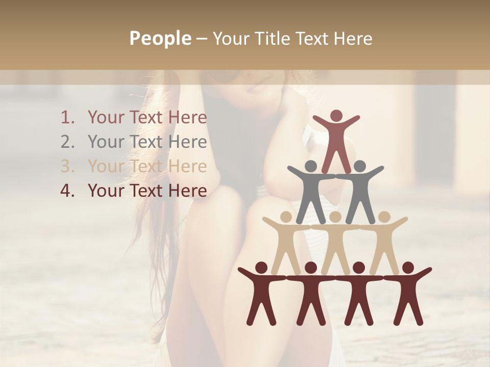 A Woman Sitting On The Ground With Her Hands Behind Her Head PowerPoint Template