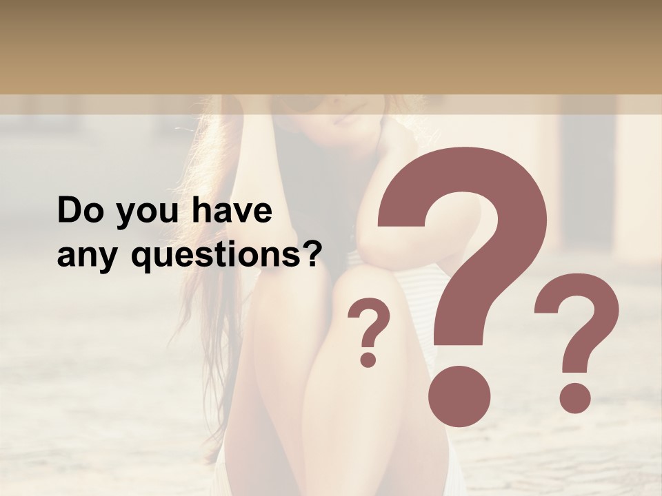 A Woman Sitting On The Ground With Her Hands Behind Her Head PowerPoint Template