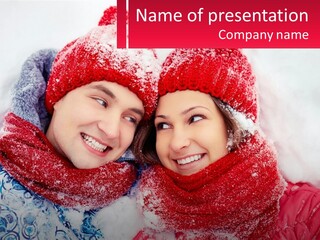 A Man And A Woman Laying In The Snow PowerPoint Template
