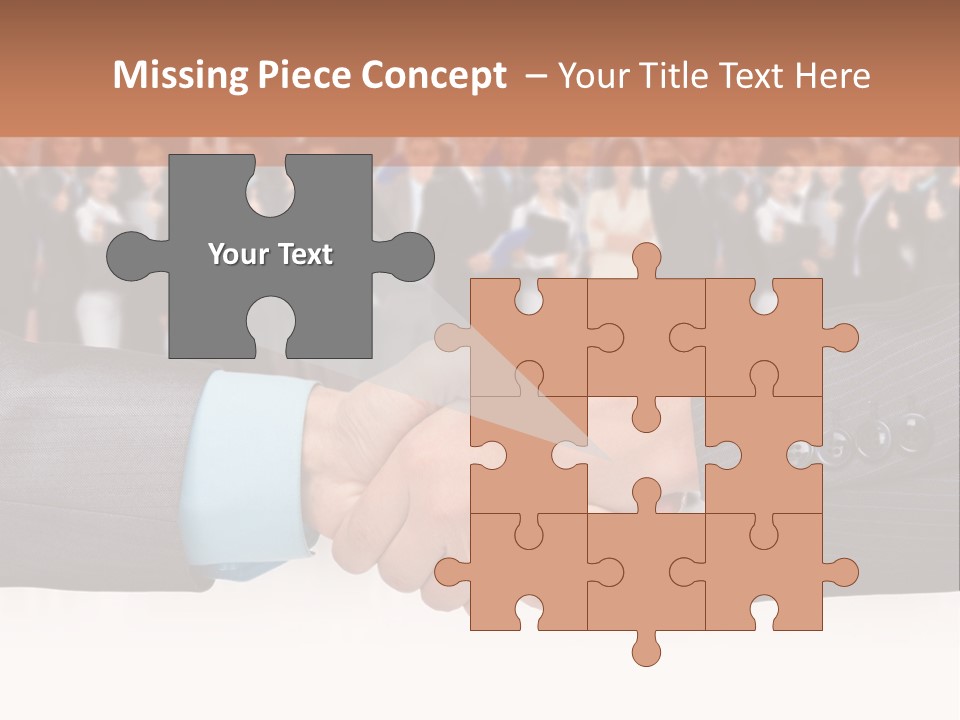 Two Men Shaking Hands In Front Of A Group Of People PowerPoint Template