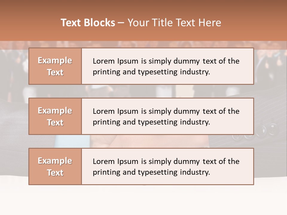 Two Men Shaking Hands In Front Of A Group Of People PowerPoint Template
