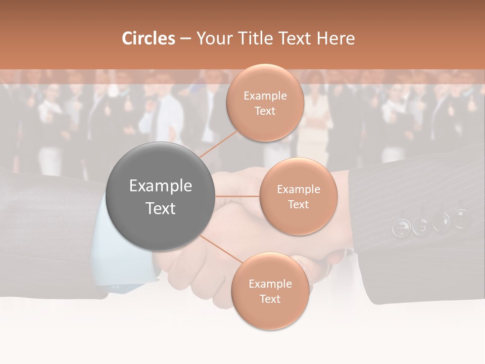 Two Men Shaking Hands In Front Of A Group Of People PowerPoint Template