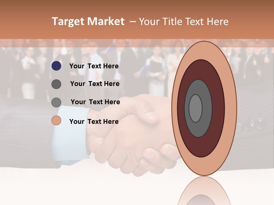 Two Men Shaking Hands In Front Of A Group Of People PowerPoint Template