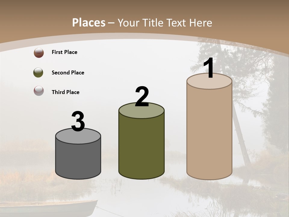 A Boat On A Lake With Fog In The Background PowerPoint Template